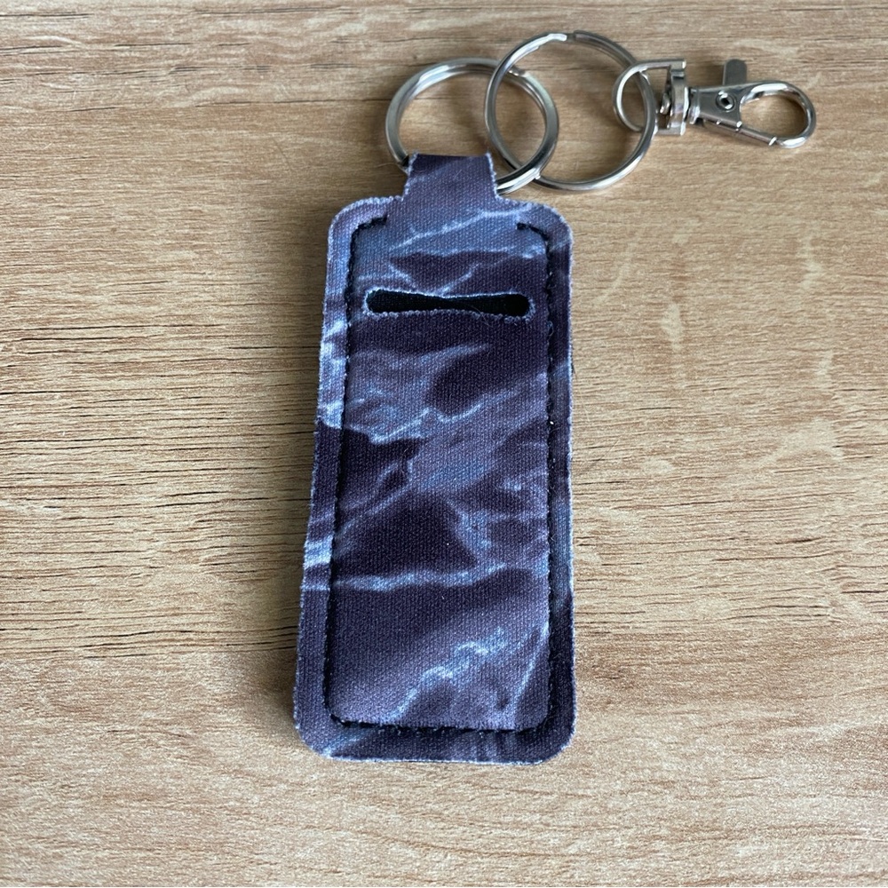 5/$20 — Black Marble Chapstick Holder Keychain